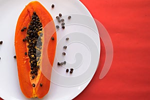 Papaya on a white plate