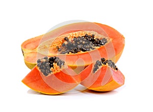 papayas on the white ground