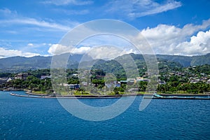 Papeete city view from the sea, Tahiti