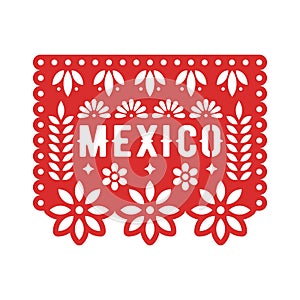 Papel Picado, Mexican paper decorations for party. Cut out compositions for paper garland.