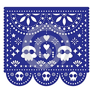 Papel Picado wedding invitation or greeting card vector template - Mexican paper cut out decoration with no text photo