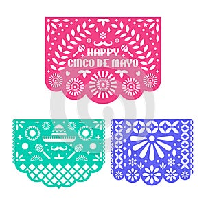 Papel Picado set, Mexican paper decorations.