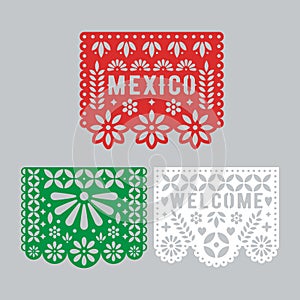Papel Picado set, Mexican paper decorations for party. photo