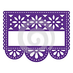 Papel Picado vector template design with blank space for text inspired by decorations from Mexico