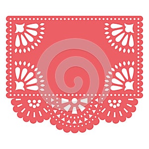 Papel Picado vector template design with blank space for text inspired by party garland cut out decorations from Mexico