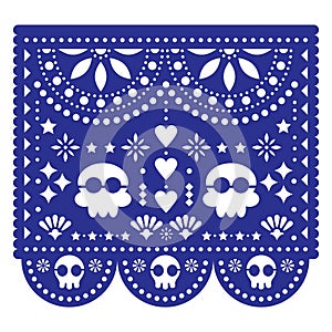 Papel Picado wedding invitation or greeting card vector template - Mexican paper cut out decoration with no text