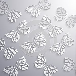 Paper 3d butterflies on grey background - eps10