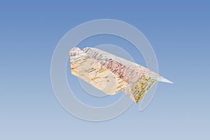 Paper airplane - geographical map