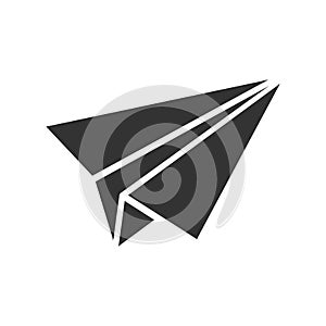 Paper airplane icon in flat style. Plane vector illustration on white isolated background. Air flight business concept