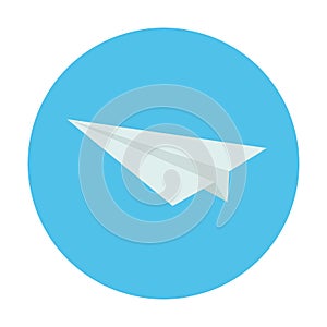 Paper airplane icon. Illustration isolated on the blue background. Art of origami. Send message concept