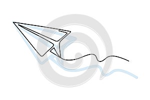 Paper airplane loop. Airmail. Minimalistic flat line. Paper airplane flying isolated icon.
