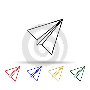 paper airplane multi color style icon. Simple thin line, outline vector of web icons for ui and ux, website or mobile application