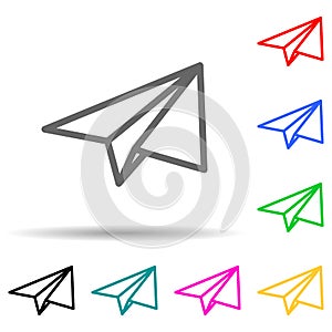 paper airplane multi color style icon. Simple thin line, outline vector of web icons for ui and ux, website or mobile application