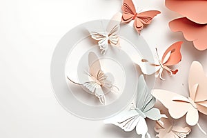 paper art Butterfly pack blank background Generative AI photo