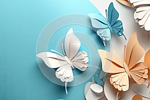 paper art Butterfly pack blank background Generative AI photo