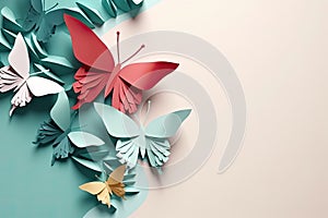 paper art Butterfly pack blank background Generative AI photo