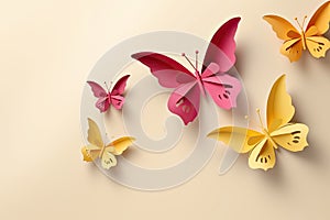 paper art Butterfly pack blank background Generative AI photo