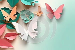 paper art Butterfly pack blank background Generative AI photo