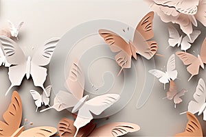 paper art Butterfly pack blank background Generative AI photo