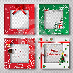Paper art and craft of Christmas border frame photo design set,t