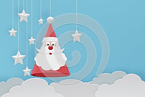 Paper art and craft style of Santa Claus Hat Model with copy space, 3D rendering design.