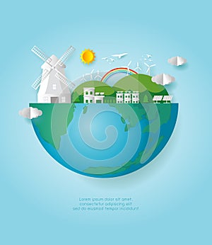 Paper art of Earth Day, save the world, save planet, recycling, Eco friendly, ecology concept, paper cut style vector