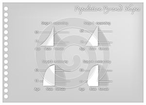 Paper Art of Four Types of Population Pyramids