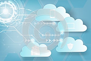 Paper art of Icon Web cloud technology business abstract background. Vector