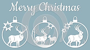 Paper art illustrations. the beauty of Christmas and New Year. There are deer. serigraphy. photo