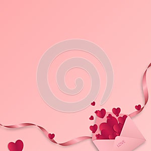 Paper art of Love and Valentine`s day