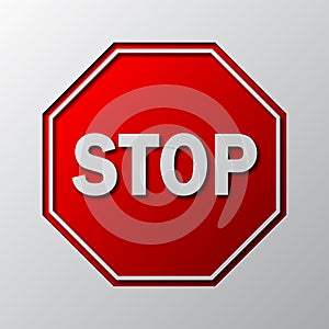 Paper art of the red STOP sign. Vector illustration.