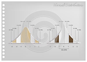 Paper Art Set of Normal Distribution Charts