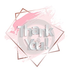 Paper art of thank you lettering background. Vector Illustration
