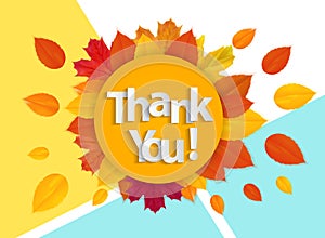 Paper art of thank you lettering background. Vector Illustration