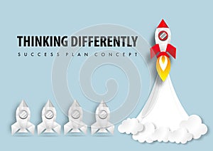 Paper Art of Thinking Differently or Being different and move to success in life vector