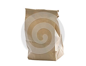 Paper bag folded at top Isolated on white