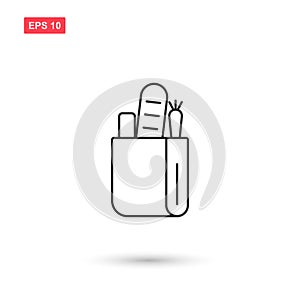 Paper bag food icon vector isolated 3