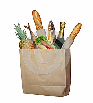 Paper bag of food on white background 2