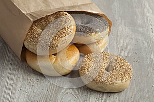 Paper bag with fresh bagels