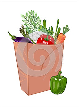 paper bag full of healthy vegetables