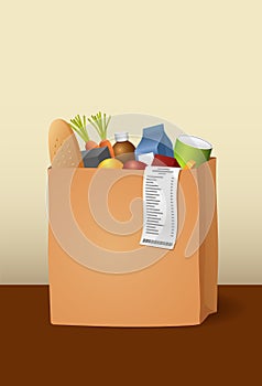 Paper bag with groceries