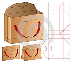 Paper Bag packaging die cut template design. 3d mock-up