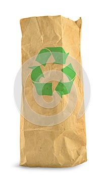 Paper bag and recycle symbol