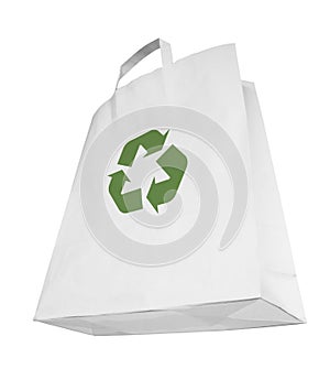Paper bag with recycling symbol