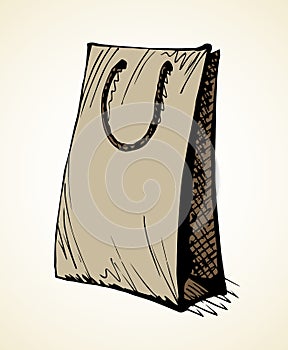 Paper bag for shopping. Vector drawing