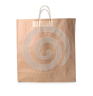 Paper bag on white background. Food delivery service