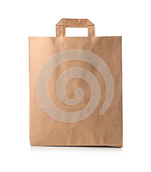 Paper bag on white background. Food delivery service