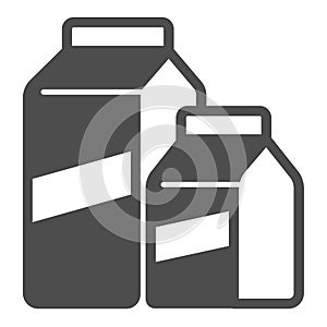 Paper bags of dairy products solid icon, dairy products concept, dairy product box sign on white background, Milk Carton