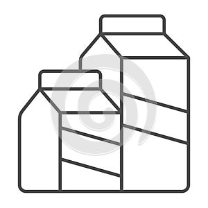 Paper bags of dairy products thin line icon, dairy products concept, dairy product box sign on white background, Milk