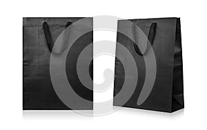 Paper bags isolated on white background. Black shopping bag.  Clipping path